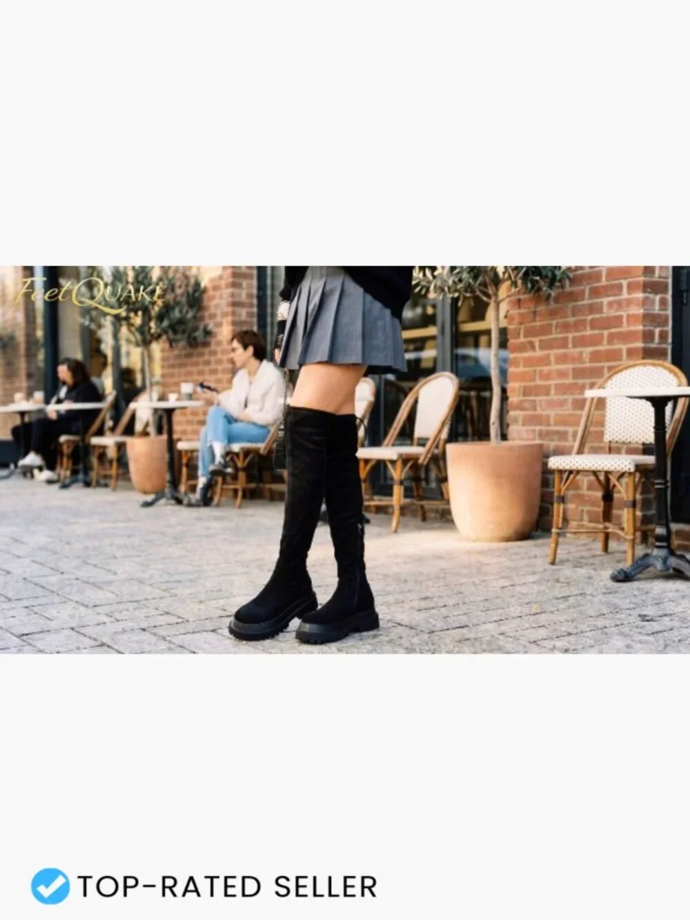Chunky Platform Knee High Boots Side Zipper Suede Tall Boots Fall Winter
